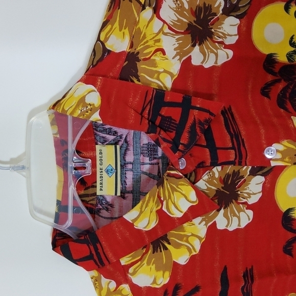 Paradise Gold 100% Rayon  Men's  Shirt - Picture 2 of 3